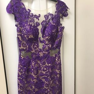 MacDuggal purple lace short dress